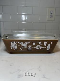 Vintage PYREX EARLY AMERICAN Refrigerator Dish 501-503 with501-503 Lids