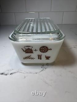 Vintage PYREX EARLY AMERICAN Refrigerator Dish 501-503 with501-503 Lids