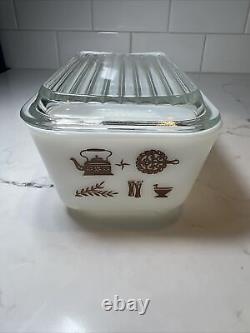 Vintage PYREX EARLY AMERICAN Refrigerator Dish 501-503 with501-503 Lids