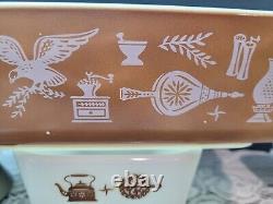 Vintage PYREX EARLY AMERICAN Refrigerator Dish 501-503 with501-503 Lids