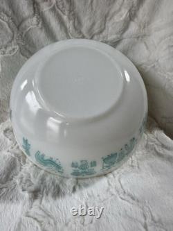 Vintage PYREX Mixing Bowl #404 Amish Butterprint Turquoise On White 4 Quart
