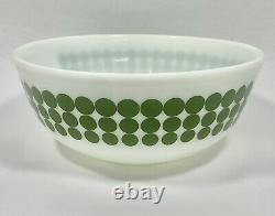 Vintage PYREX Mixing Nesting Bowl Green Polka Dots Milk Glass 4 Quart #404
