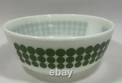 Vintage PYREX Mixing Nesting Bowl Green Polka Dots Milk Glass 4 Quart #404