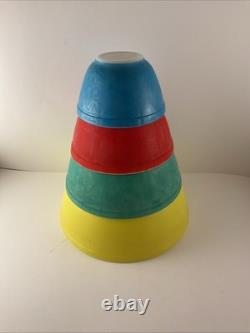Vintage PYREX PRIMARY COLORS Set of 4 Nesting Bowls 1950's 401 402 403 404