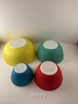 Vintage PYREX PRIMARY COLORS Set of 4 Nesting Bowls 1950's 401 402 403 404
