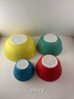 Vintage PYREX PRIMARY COLORS Set of 4 Nesting Bowls 1950's 401 402 403 404