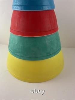 Vintage PYREX PRIMARY COLORS Set of 4 Nesting Bowls 1950's 401 402 403 404