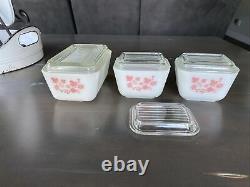 Vintage PYREX Pink Gooseberry Complete Set Refrigerator Dishes With Lids