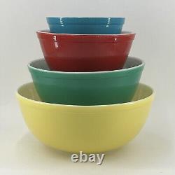 Vintage PYREX Primary Colors Mixing Bowl Set, 401, 402, 403, 404- VGC