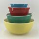 Vintage Pyrex Primary Colors Mixing Bowl Set, 401, 402, 403, 404- Vgc