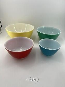 Vintage PYREX Primary Colors Mixing Bowl Set, 401, 402, 403, 404- VGC