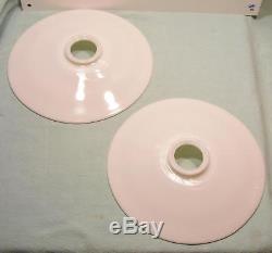 Vintage Pair 9 Flat White Milk Glass Shades Opalescent Reflector Light Lamp