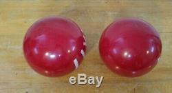 Vintage Pair of Red Painted Milk Glass EXIT Globe Light Fixtures