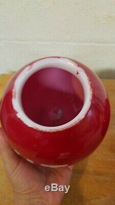 Vintage Pair of Red Painted Milk Glass EXIT Globe Light Fixtures