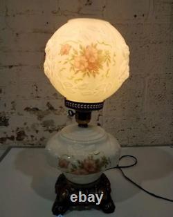 Vintage Phoenix Lamp Cabbage Style White Milk Glass WithFlowers Model 906
