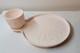Vintage Pink Milk Glass Jeanette Feather 7 Snack Set Cups And Plates 14 Pieces