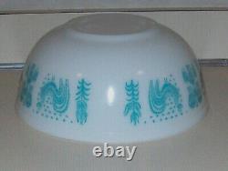 Vintage Pyrex 404 Turquoise Amish Butterprint Round 4 Qt. Nesting Mixing Bowl