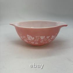 Vintage Pyrex #442 Pink Gooseberry on Milk-Glass 1 1/2 Qt Bowl Glass