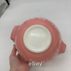 Vintage Pyrex #442 Pink Gooseberry on Milk-Glass 1 1/2 Qt Bowl Glass