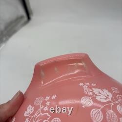 Vintage Pyrex #442 Pink Gooseberry on Milk-Glass 1 1/2 Qt Bowl Glass