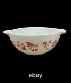 Vintage Pyrex 443 Mixing Bowl Pink Gooseberry Print White Milk Glass 2.5 qt