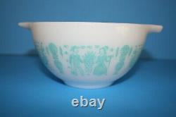Vintage Pyrex AMISH BUTTERPRINT Cinderella 4 Bowl Set Turquoise & White