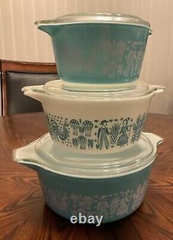 Vintage Pyrex Amish Butterprint Cinderella Casserole 6-Pc. Set 473 474 475 NICE