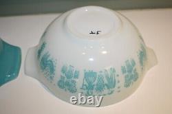 Vintage Pyrex Amish Butterprint Cinderella Mixing Bowls Turquoise/White Set of 4