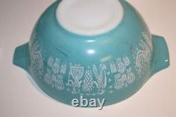 Vintage Pyrex Amish Butterprint Cinderella Mixing Bowls Turquoise/White Set of 4