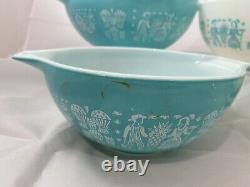 Vintage Pyrex Amish Butterprint Cinderella mixing bowls Set 441, 442, 443, 444