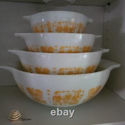 Vintage Pyrex Amish Butterprint Orange Pumpkin 441-444 Excellent