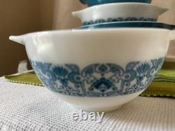 Vintage Pyrex Apollo 11 Horizon Blue Cinderella Bowls complete set 441-444 D
