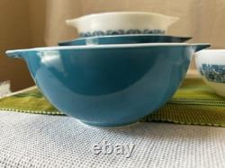 Vintage Pyrex Apollo 11 Horizon Blue Cinderella Bowls complete set 441-444 D