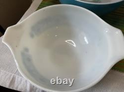 Vintage Pyrex Apollo 11 Horizon Blue Cinderella Bowls complete set 441-444 D