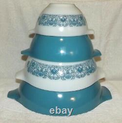 Vintage Pyrex Apollo 11 Horizon Blue Cinderella Mixing Bowl Set 441 444