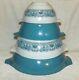 Vintage Pyrex Apollo 11 Horizon Blue Cinderella Mixing Bowl Set 441 444