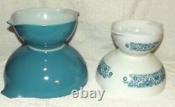 Vintage Pyrex Apollo 11 Horizon Blue Cinderella Mixing Bowl Set 441 444