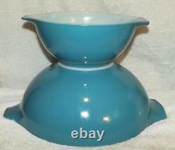 Vintage Pyrex Apollo 11 Horizon Blue Cinderella Mixing Bowl Set 441 444