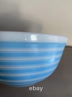Vintage Pyrex Blue White Stripe 403 Mixing Bowl 2 1/2 Quart Nesting