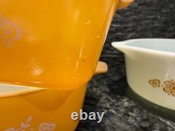 Vintage Pyrex Butterfly Gold 472 473 474 503 Casserole Refrigerator Dish Set