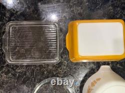 Vintage Pyrex Butterfly Gold 472 473 474 503 Casserole Refrigerator Dish Set