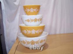 Vintage Pyrex Butterfly Gold Mixing Nesting Bowls Mint Condition