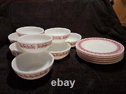 Vintage Pyrex Chariot Pattern 9-#708 bowls & 5 #354 Plates