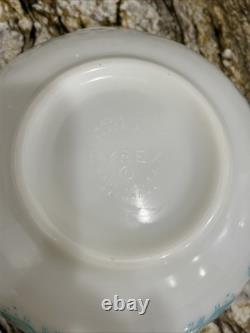 Vintage Pyrex Cinderella 2 Bowls 443 444 Turquoise White Amish Butterprint