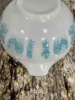 Vintage Pyrex Cinderella 2 Bowls 443 444 Turquoise White Amish Butterprint