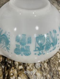 Vintage Pyrex Cinderella 2 Bowls 443 444 Turquoise White Amish Butterprint