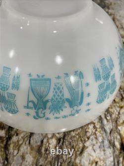 Vintage Pyrex Cinderella 2 Bowls 443 444 Turquoise White Amish Butterprint
