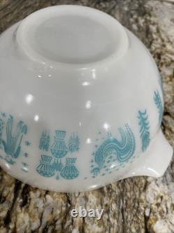 Vintage Pyrex Cinderella 2 Bowls 443 444 Turquoise White Amish Butterprint