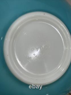 Vintage Pyrex Cinderella 2 Bowls 443 444 Turquoise White Amish Butterprint