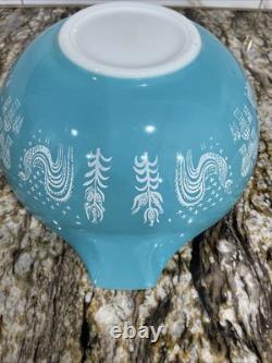 Vintage Pyrex Cinderella 2 Bowls 443 444 Turquoise White Amish Butterprint